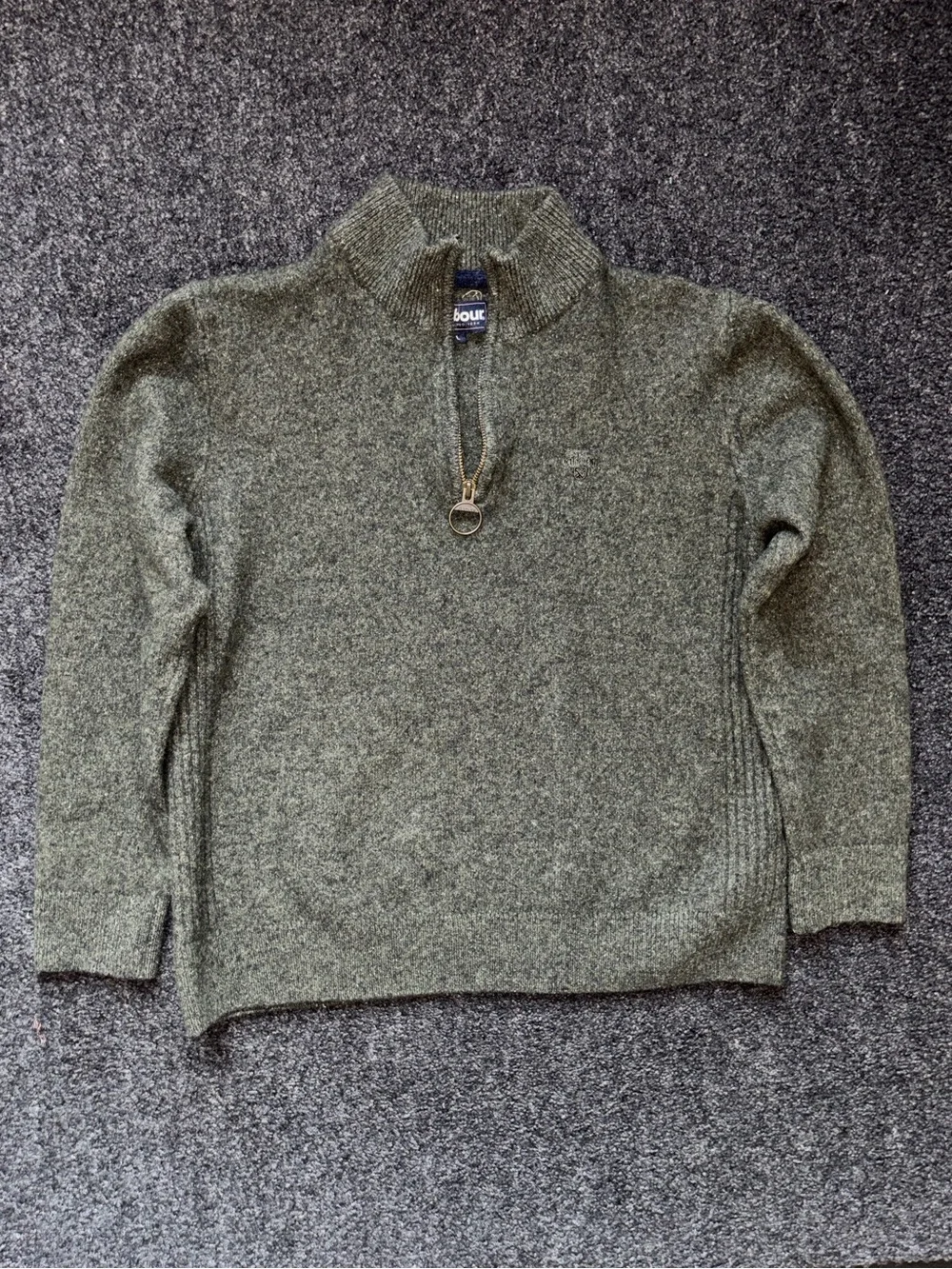 Barbour Sweater Men’s Wool Silk Blend 1/4 Zip Mock Neck Knit Pullover Sz Large
